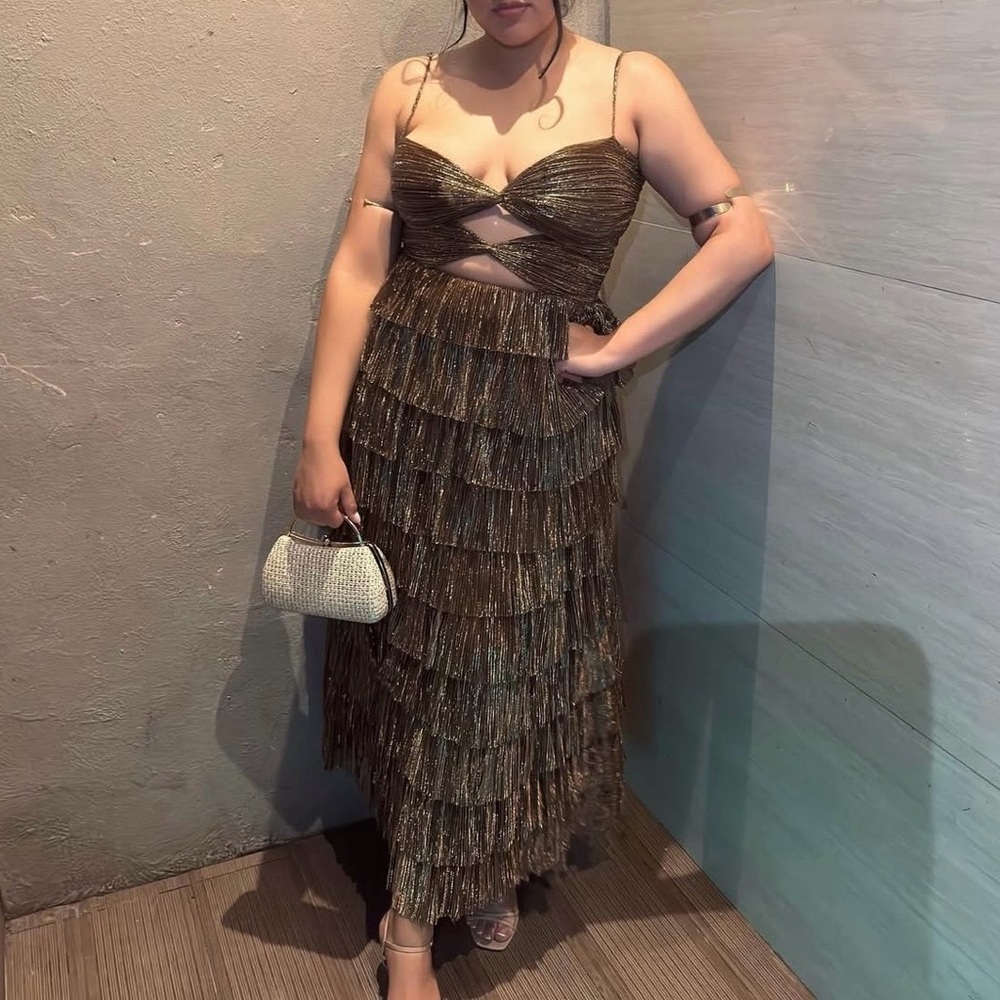 Elegant Metallic Tiered Dress